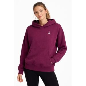 Air Jordan Hoodie Women L Burgundy Pullover Cropped Sweatshirt